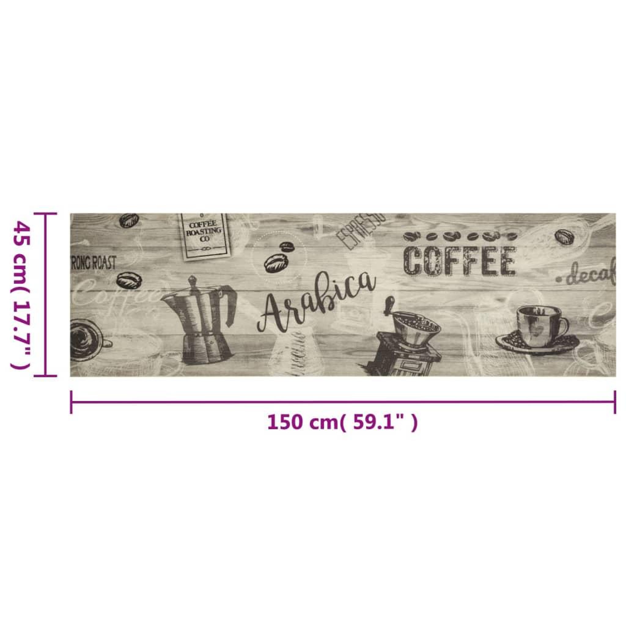 Voir la diapositive 6 : VIDAXL Tapis de cuisine lavable imprime cafe gris 45x150 cm velours