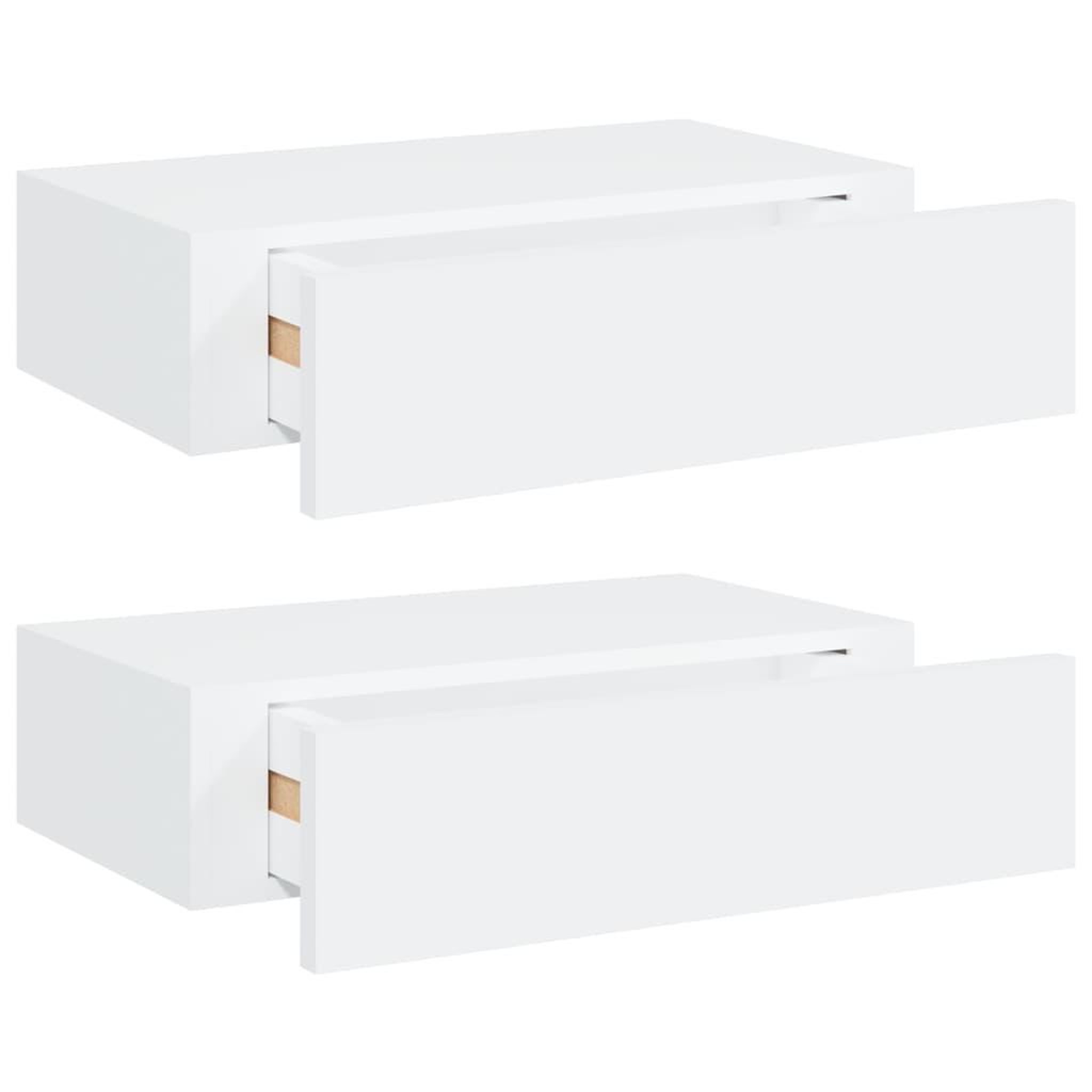 Voir la diapositive 4 : VIDAXL Etageres a tiroirs murales 2 pcs Blanc 40x23,5x10 cm MDF