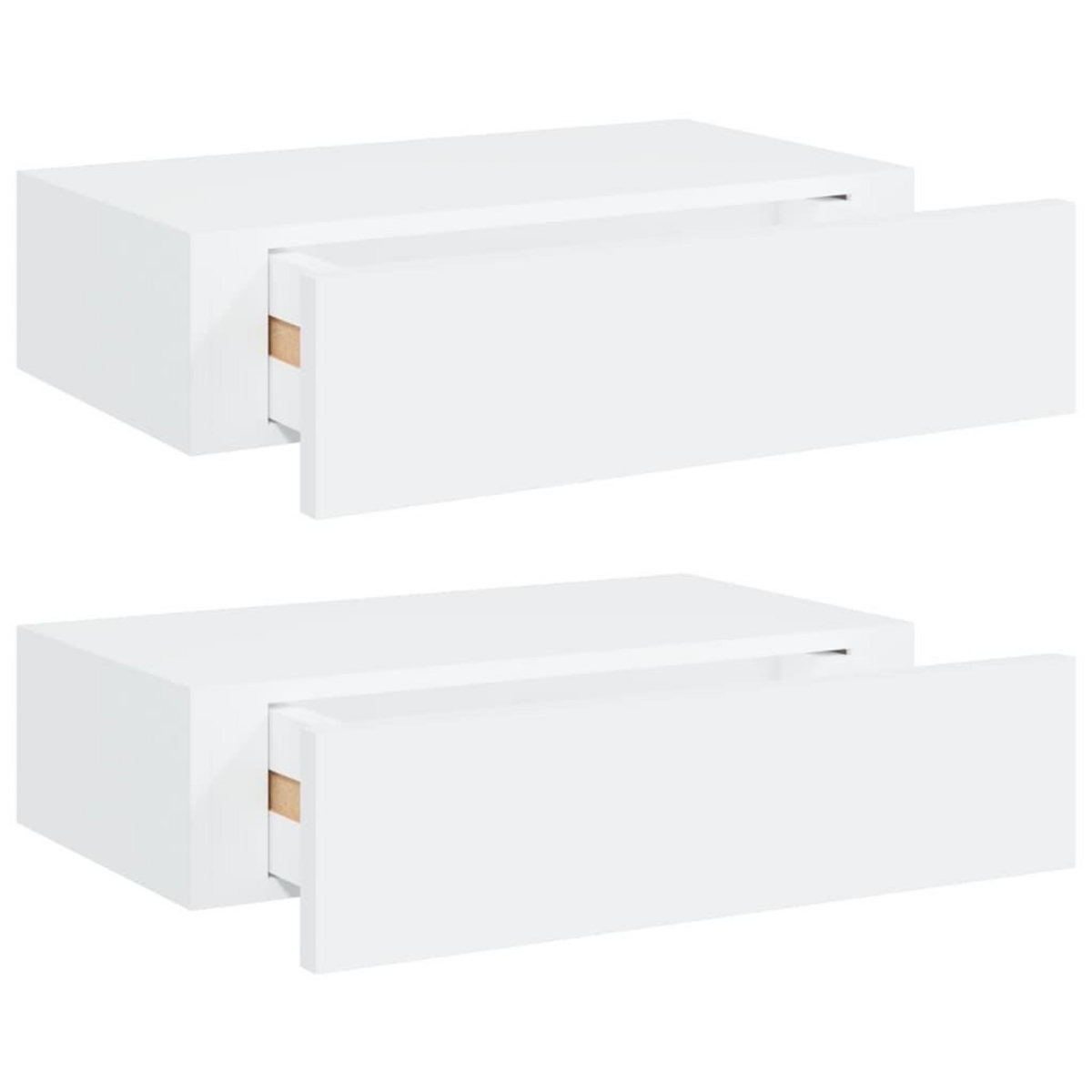 VIDAXL Etageres a tiroirs murales 2 pcs Blanc 40x23,5x10 cm MDF