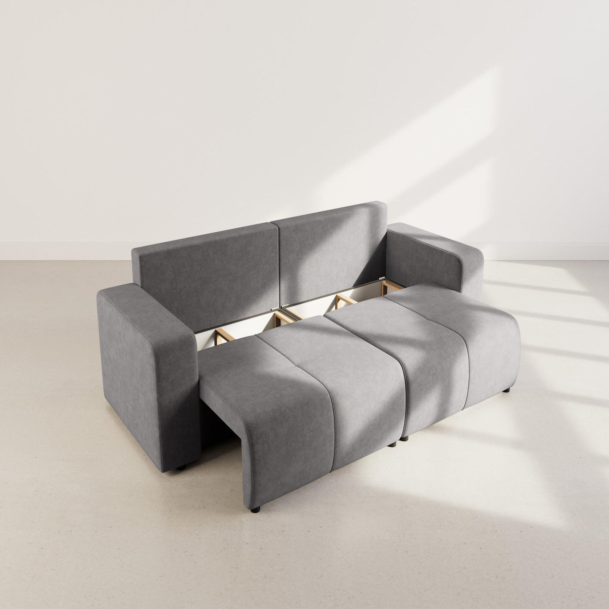 Voir la diapositive 3 : BEST MOBILIER Nicole - canapé droit 4 places convertible avec coffre en tissu