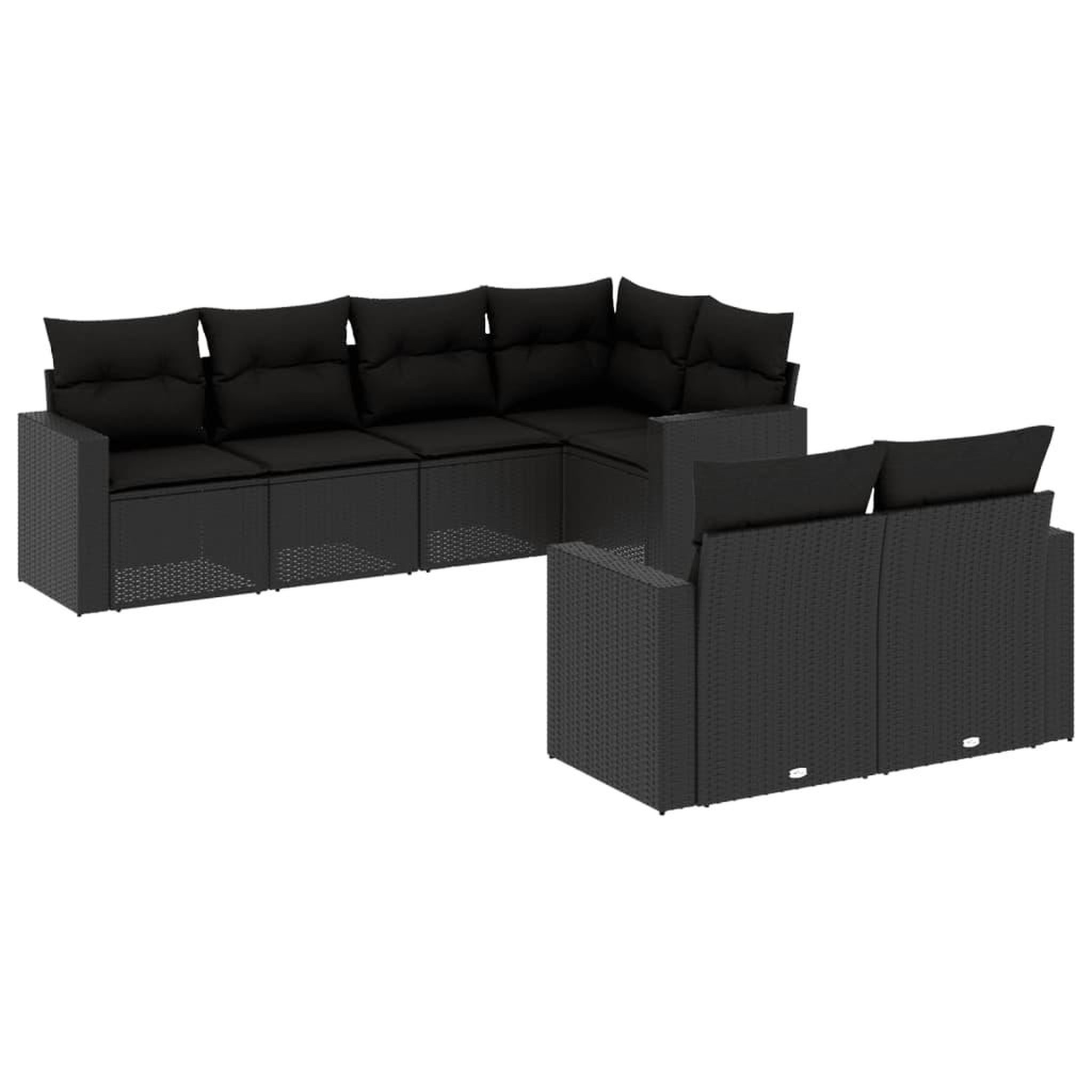 Voir la diapositive 2 : VIDAXL Salon de jardin 7 pcs avec coussins noir resine tressee