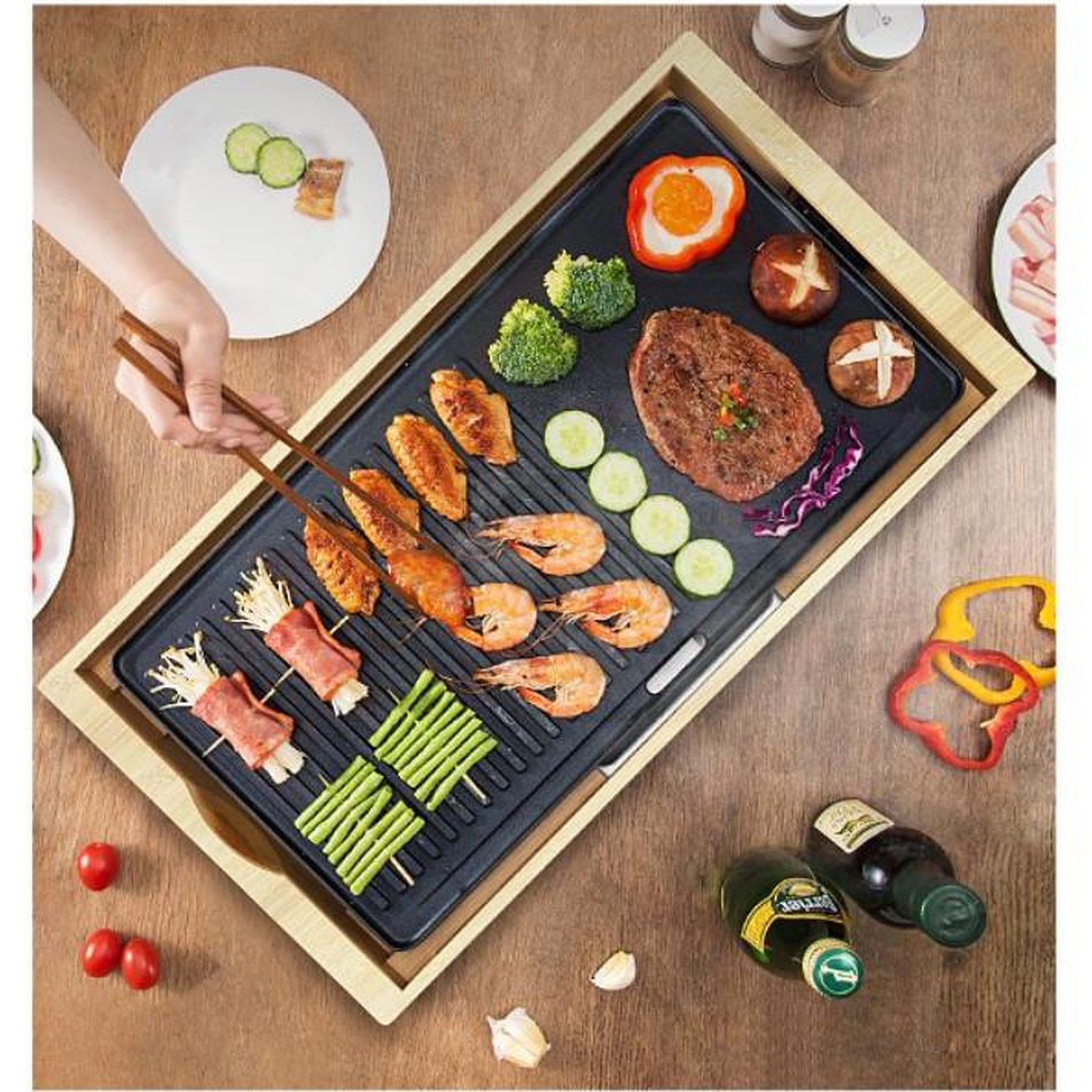 Voir la diapositive 5 : LITTLE BALANCE Plancha gril électrique 2000w 51x26cm - 8280