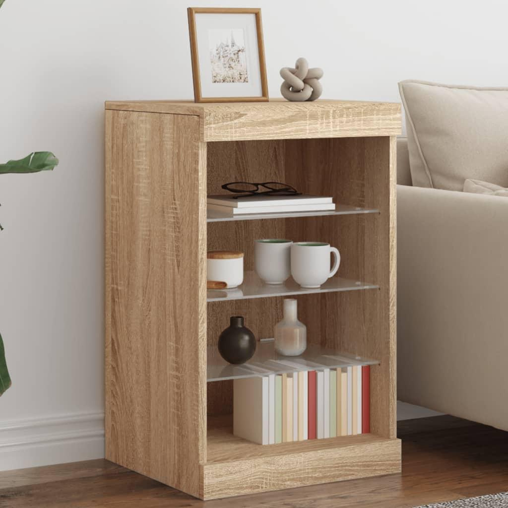 VIDAXL Buffet avec lumieres LED chene sonoma 41x37x67 cm