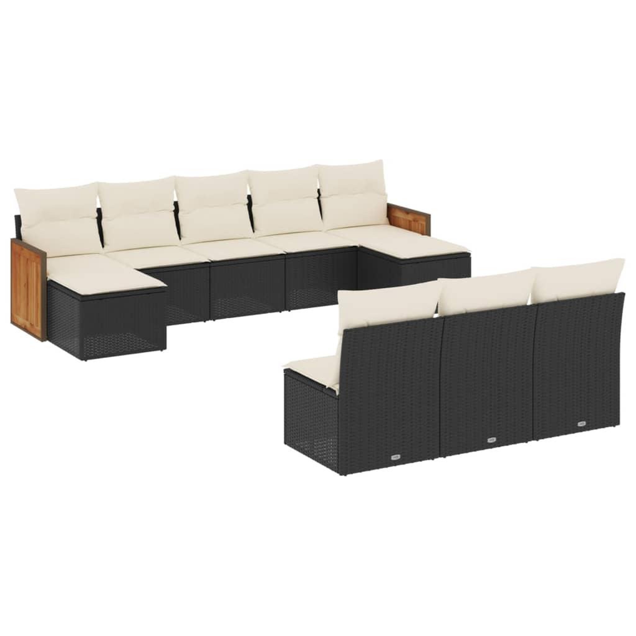 Voir la diapositive 2 : VIDAXL Salon de jardin 10 pcs avec coussins noir resine tressee
