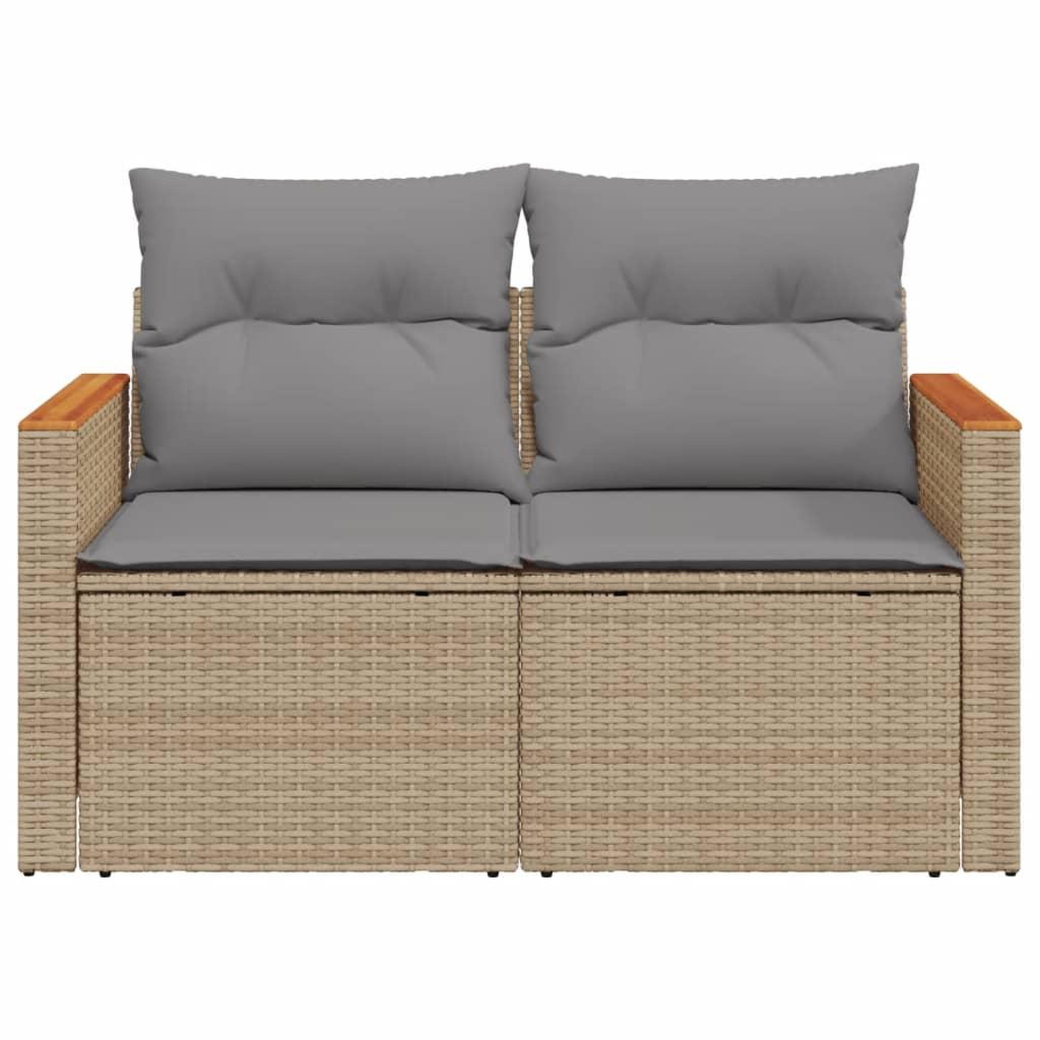 Voir la diapositive 4 : VIDAXL Canape de jardin avec coussins 2 places beige resine tressee