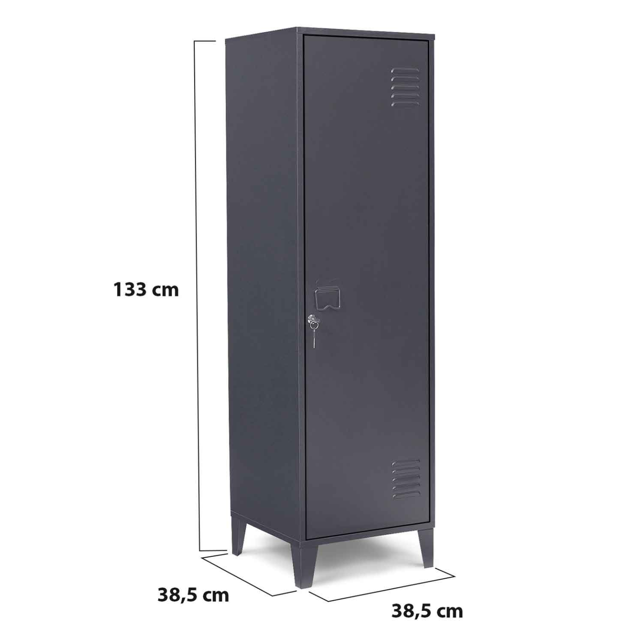 Voir la diapositive 6 : ID MARKET Armoire vestiaire ester 1 porte métal gris foncé design industriel