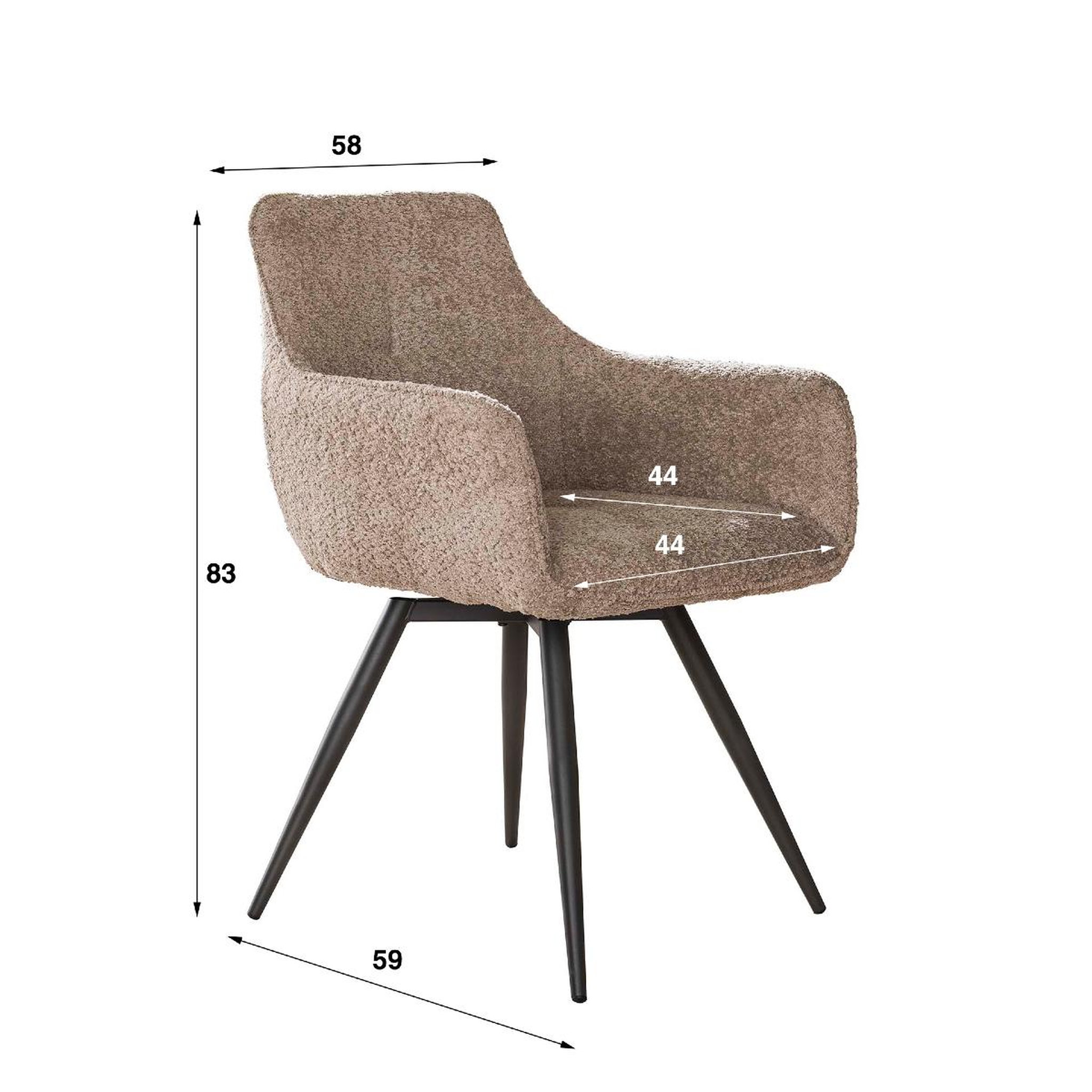 Voir la diapositive 4 : JLC KREATION Chaise pivotante avec accoudoir bouclé sable babcia (lot de 2)