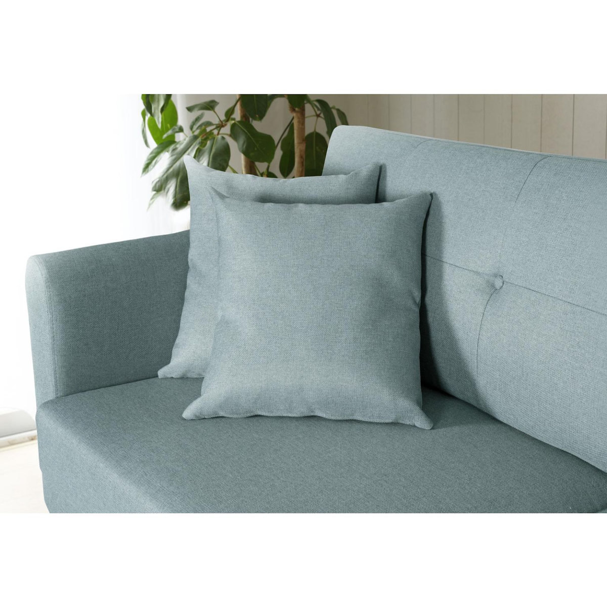 CONCEPT USINE Canapé 3 places scandinave et 2 coussins en tissu vert d'eau HOGA