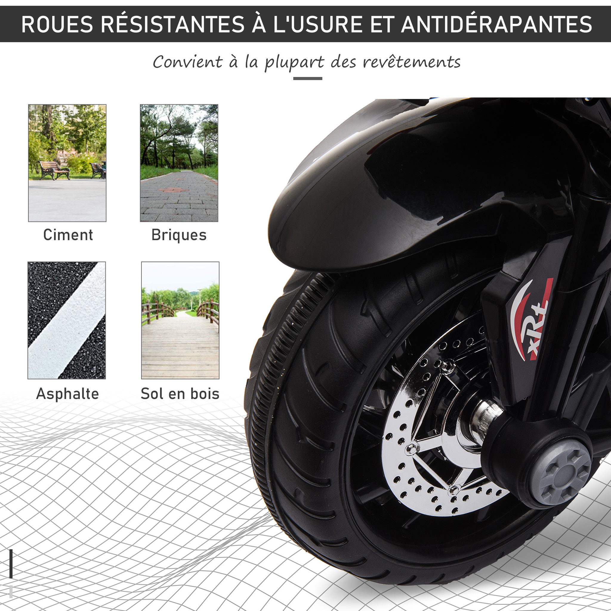 Voir la diapositive 6 : HOMCOM Moto électrique pour enfants 3 roues 6 V 3 Km/h effets lumineux et sonores rouge