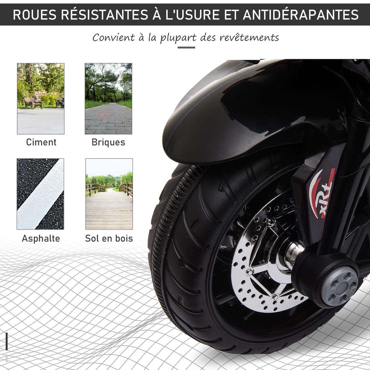 HOMCOM Moto électrique pour enfants 3 roues 6 V 3 Km/h effets lumineux et sonores rouge