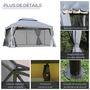 Voir la diapositive 6 : OUTSUNNY Tonnelle barnum pavillon de jardin style colonial double toit toile moustiquaires et toiles amovibles 3,9L x 2,9l x 2,8H m gris