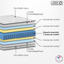 Voir la diapositive 3 : IDLITERIE Pack matelas ressorts 7 zones PALACIO + sommier en kit gris + couette et oreillers 140 x 190 cm