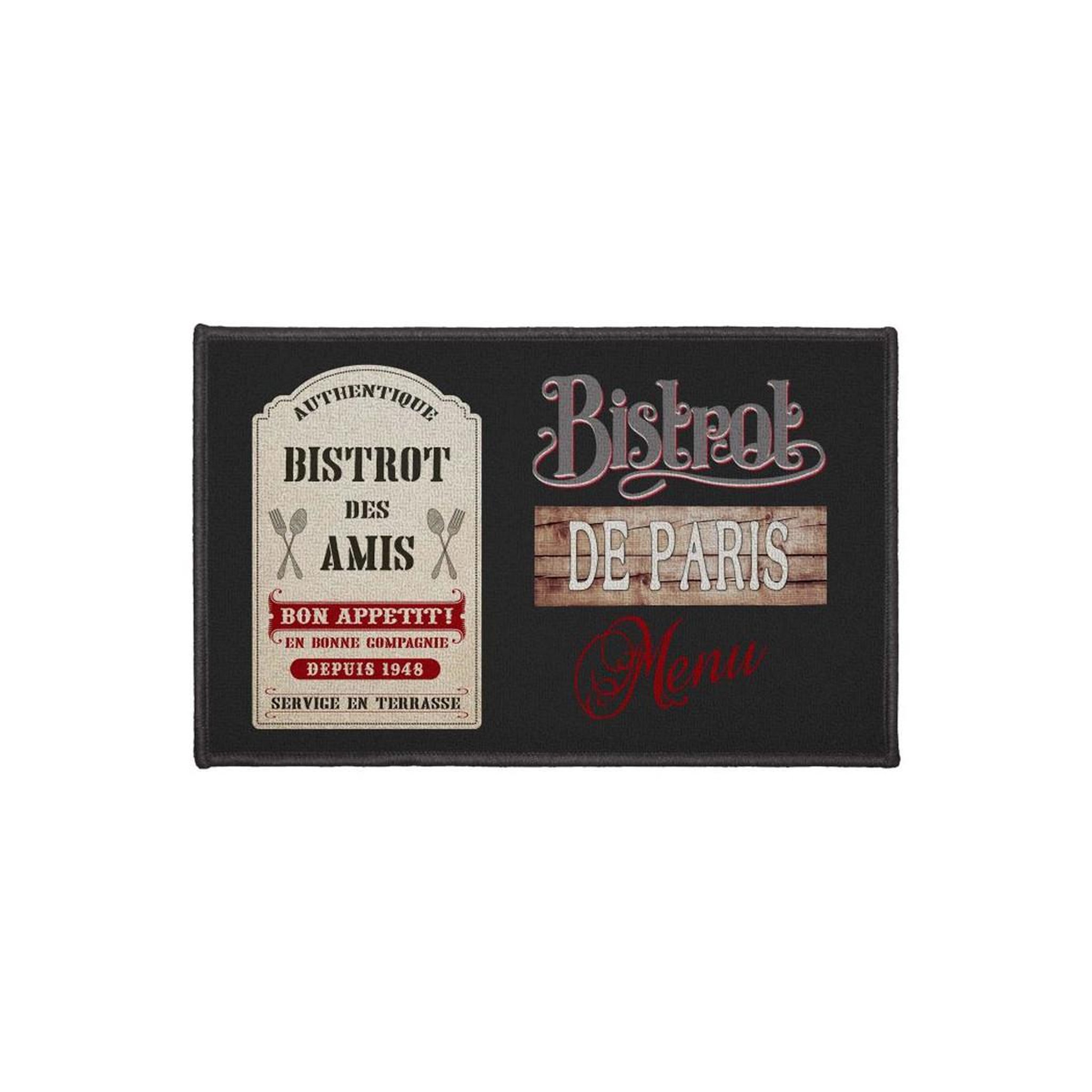 Douceur d'Intérieur Tapis rectangle  bistrot des amis  50x80cm noir