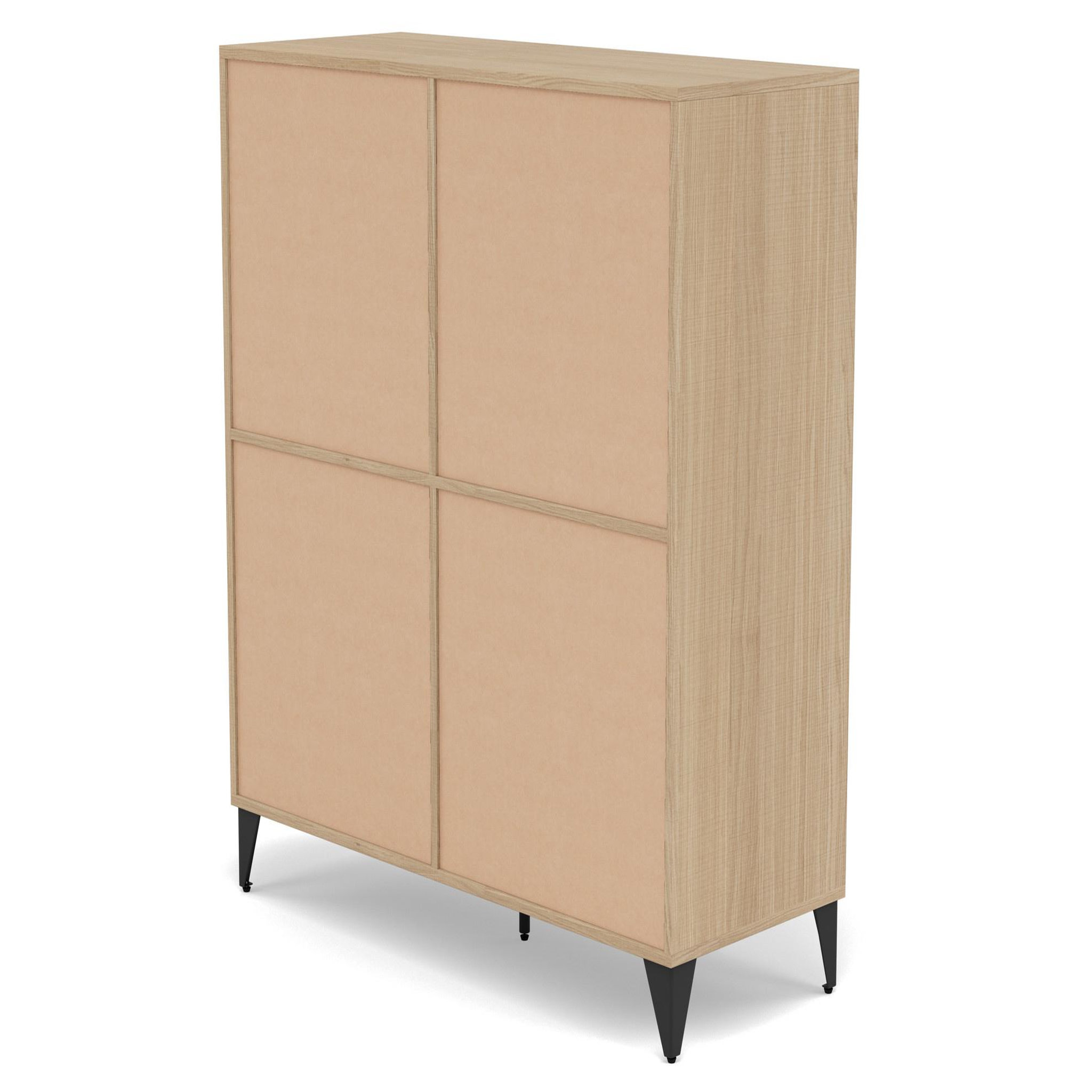 Voir la diapositive 6 : BEST MOBILIER Tribeca - buffet haut - effet bois et métal noir - 2 portes - 100x112 cm