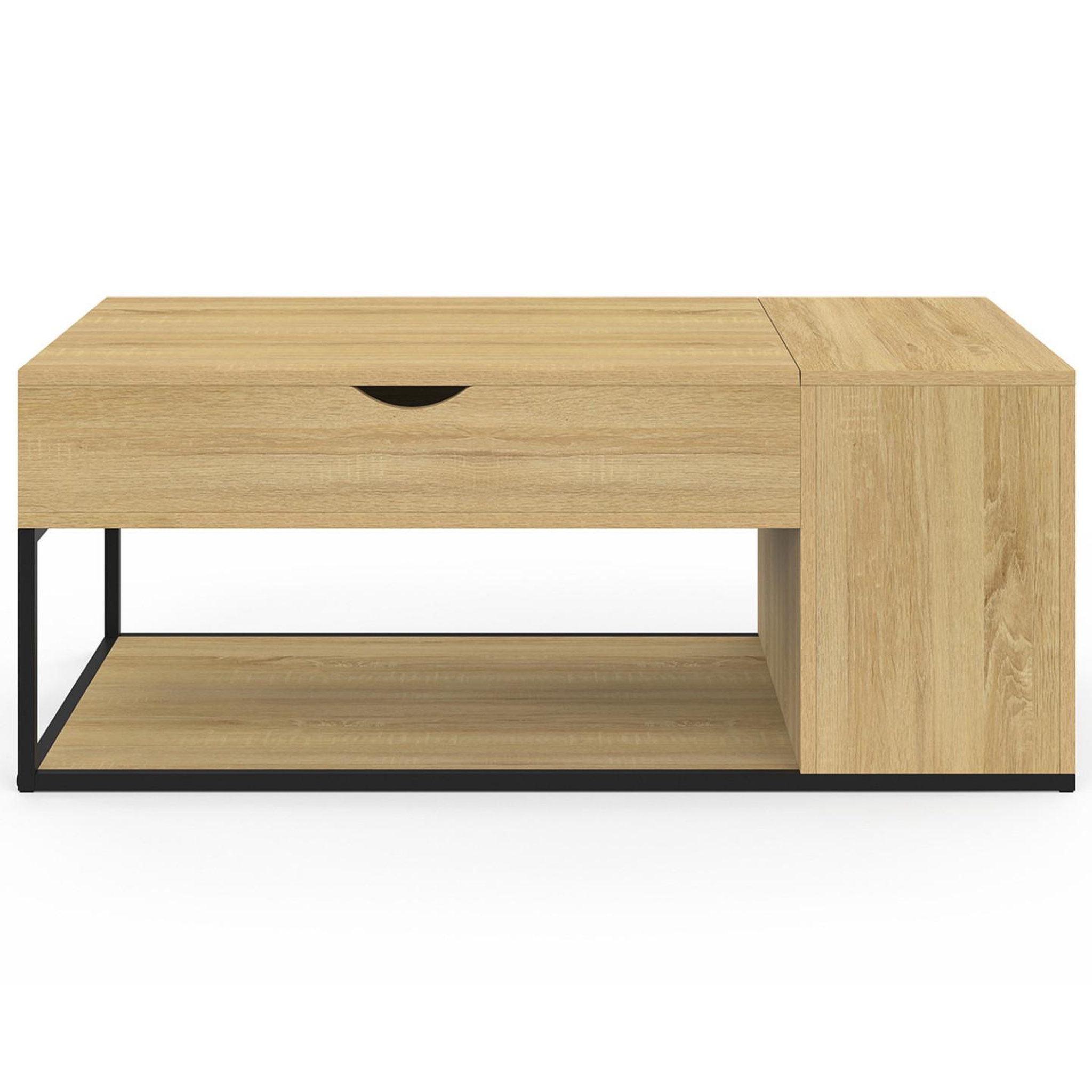 Voir la diapositive 3 : ID MARKET Table basse plateau relevable rectangulaire detroit avec coffre design industriel