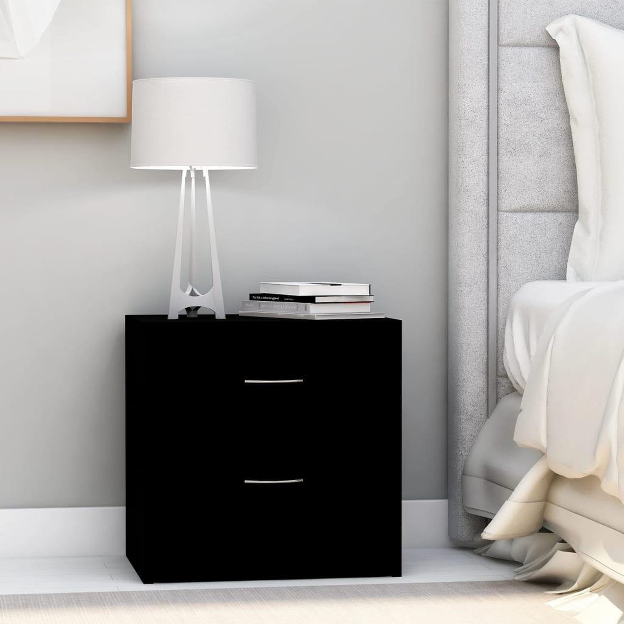Voir la diapositive 1 : VIDAXL Table de chevet Noir 40x30x40 cm Bois d'ingenierie