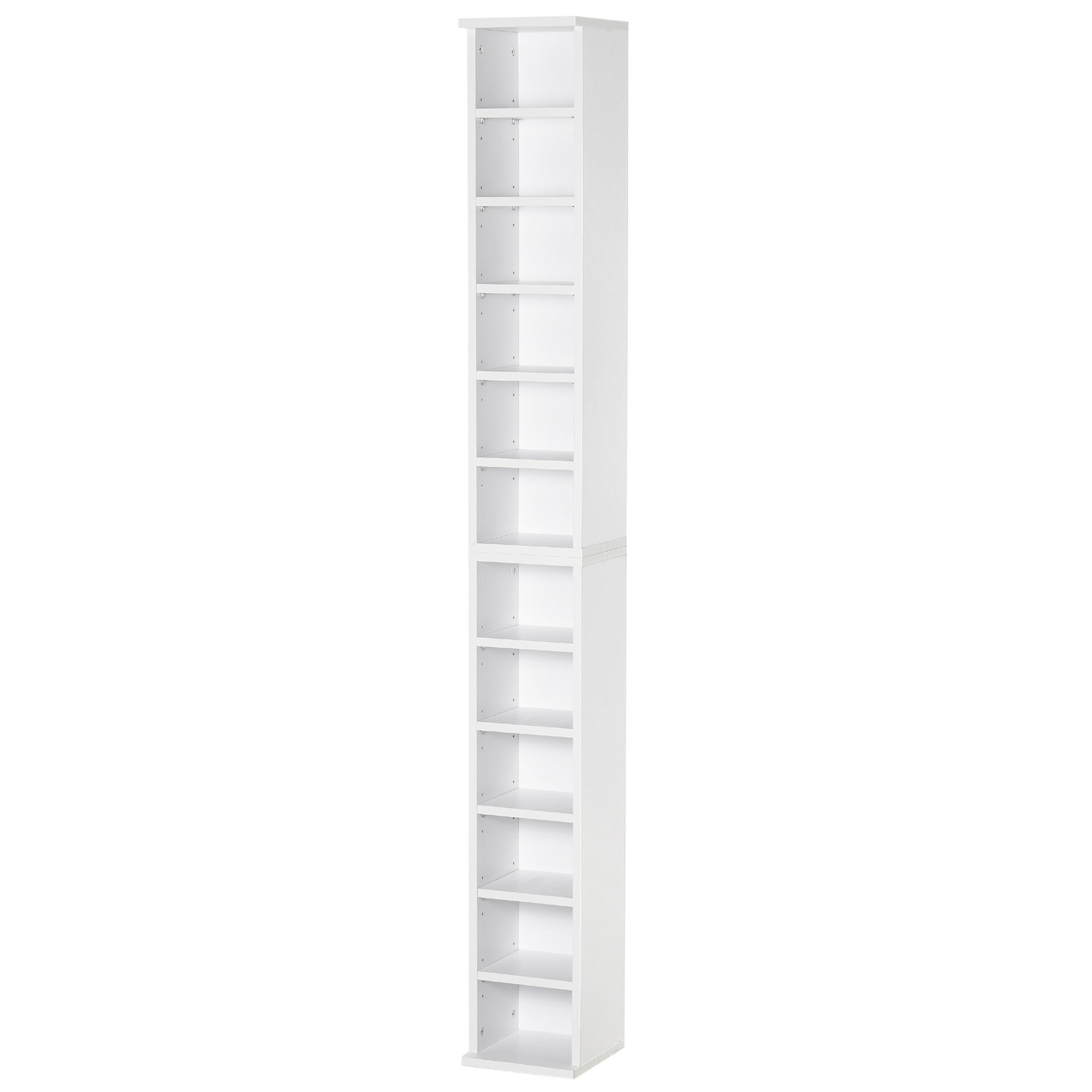 Voir la diapositive 1 : HOMCOM Lot de 2 étagères colonnes armoire de rangement CD 6 + 6 compartiments blanc dim. 21L x 22,5l x 88,5H cm