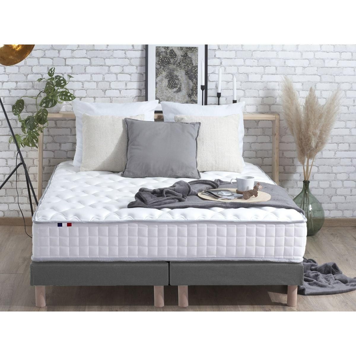 Ensemble Matelas Ressorts 7 zones + Sommier  2 x 90 x 200 cm COSMOS