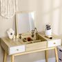 Voir la diapositive 5 : HOMCOM Coiffeuse avec tabouret style scandinave - 2 tiroirs, compartiment porte miroir -  panneaux aspect chêne clair blanc