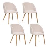 TOILINUX Lot de 4 chaises en velours côtelé et pieds effet hêtre CELESTE. Coloris disponibles : Marron, Beige