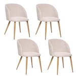 TOILINUX Lot de 4 chaises en velours côtelé et pieds effet hêtre CELESTE. Coloris disponibles : Marron, Beige