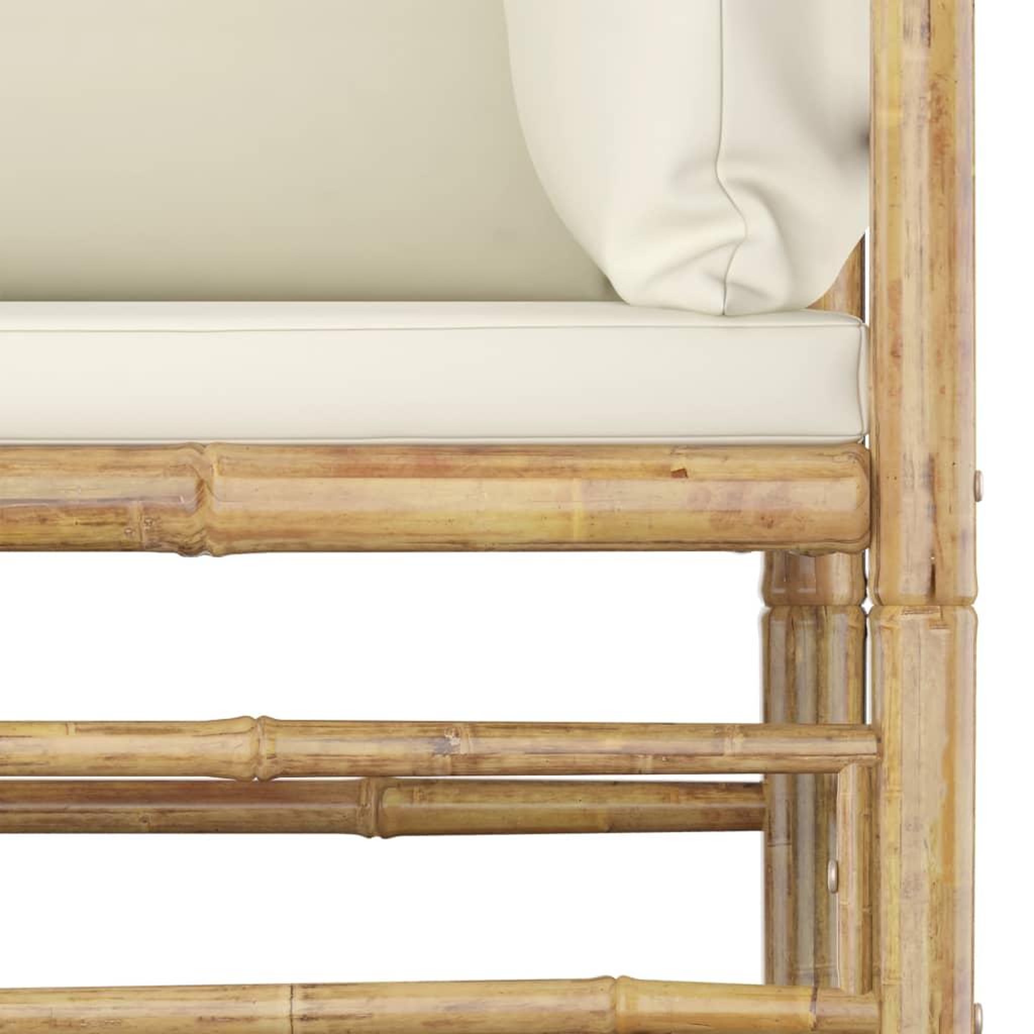 Voir la diapositive 4 : VIDAXL Salon de jardin 5 pcs avec coussins blanc creme bambou