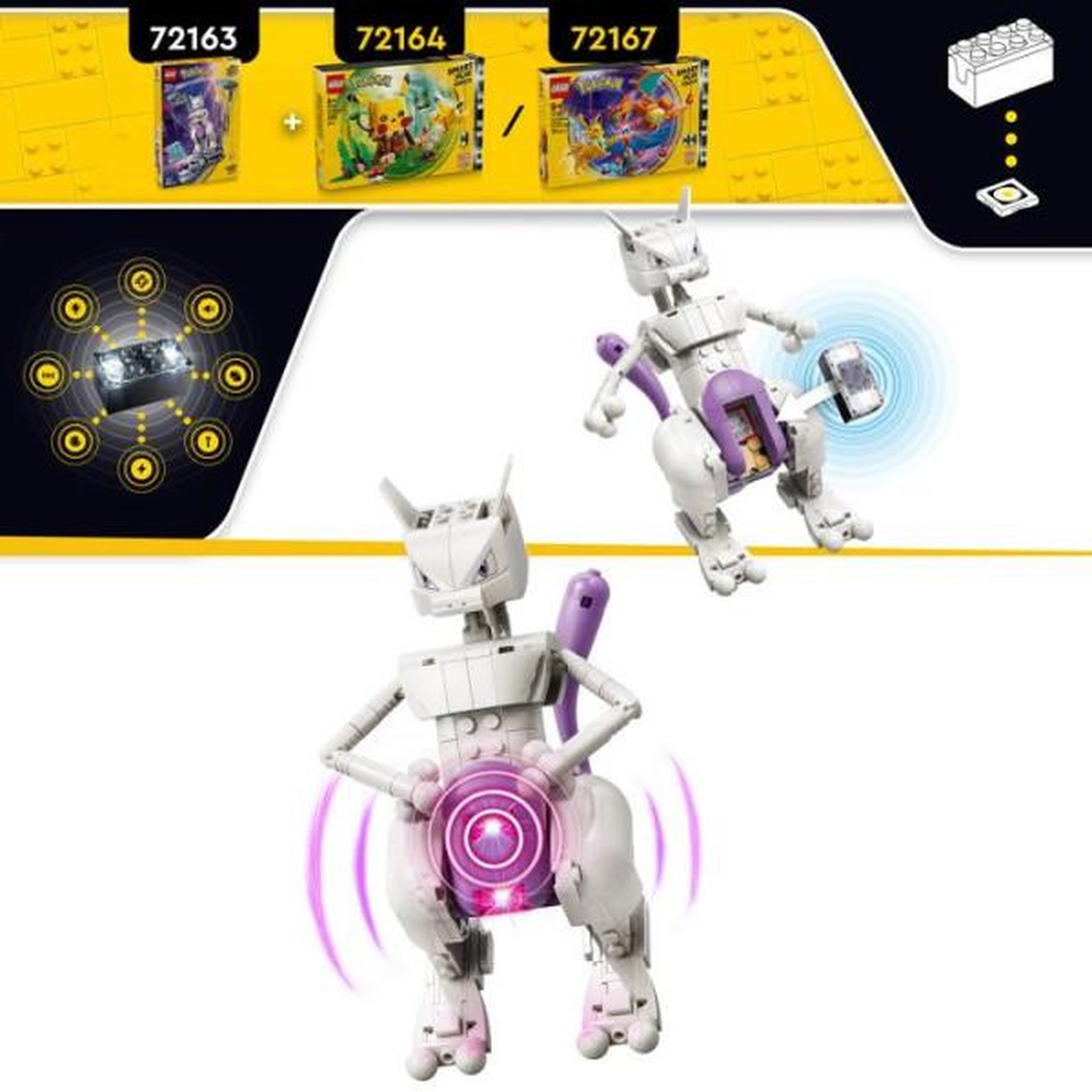Voir la diapositive 3 : LEGO LEGO Pokémon 72163 - Set de construction comaptible Pokémon SMART Play™ - Mewtwo, Évasion du labo - Des 8 ans