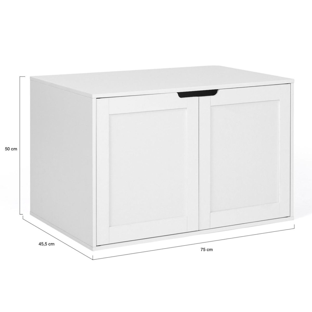 ID MARKET Maison de toilette chat - cache-litière avec doubles portes blanc