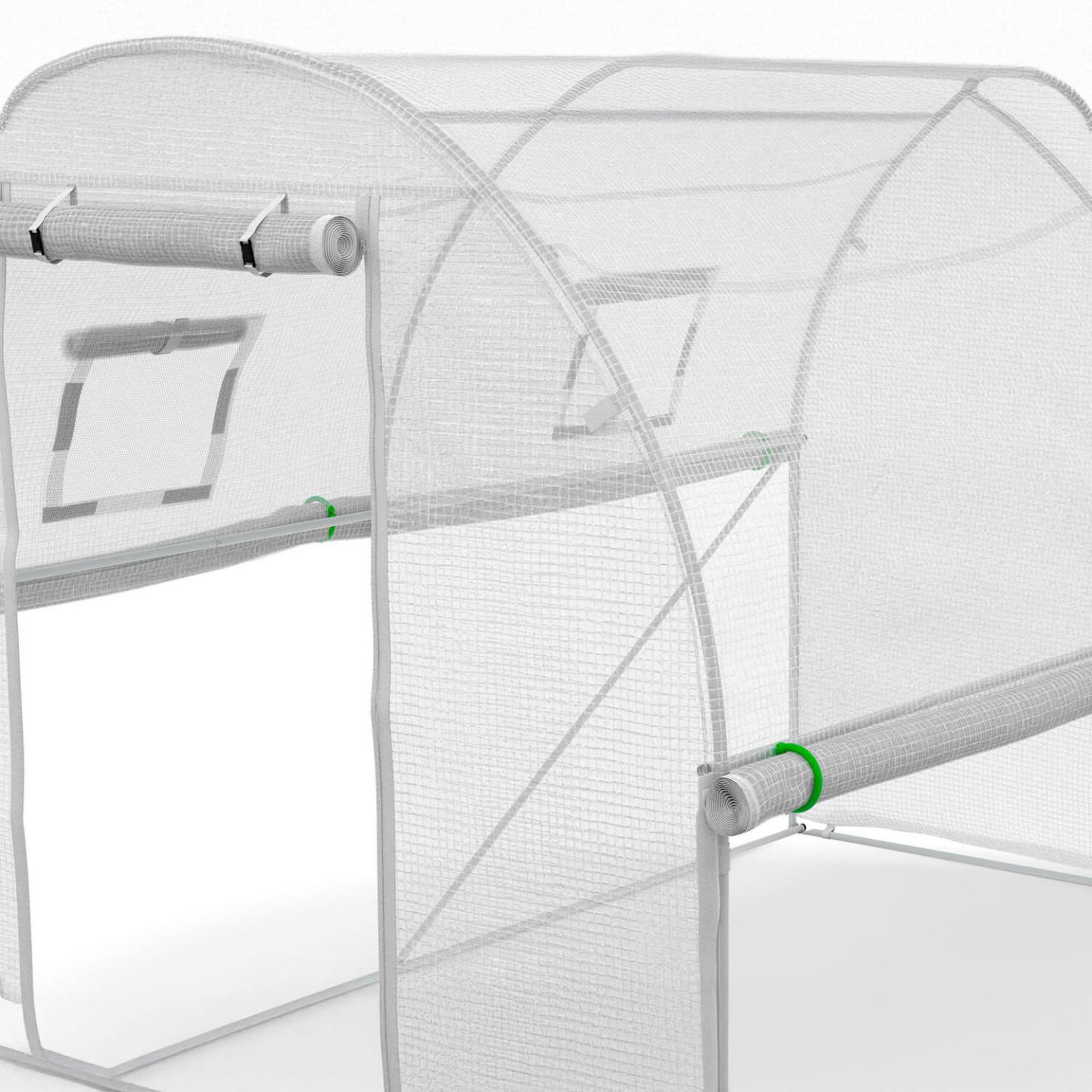 Voir la diapositive 4 : ID MARKET Bâche de rechange pour serre de jardin tunnel 6m² 3 x 2 x 2 m anti-UV avec porte et fenêtres ROMA blanche toutes saisons