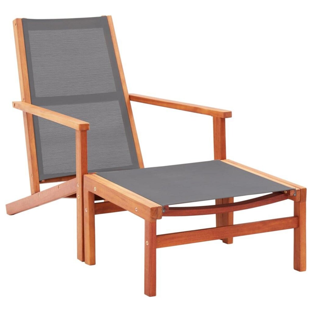VIDAXL Chaise de jardin et repose-pied Gris Eucalyptus et textilene