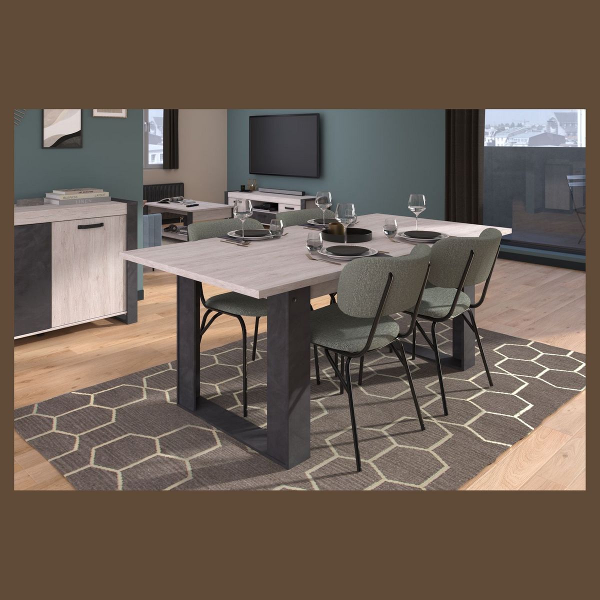 Table de séjour salle à manger fixe L200 cm ELLA