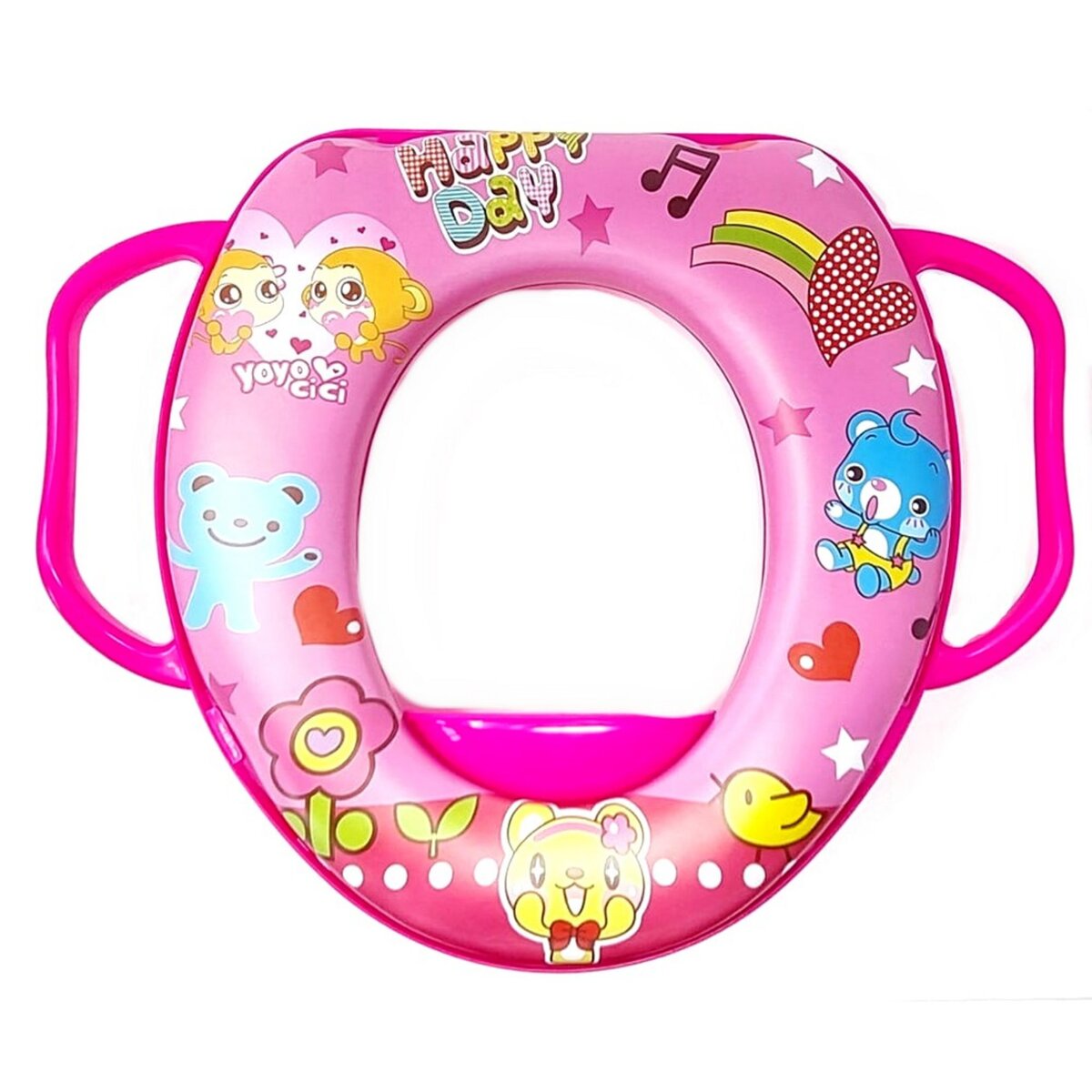 Reducteur Toilette poignee Rose Siege WC Bebe Enfant pas cher