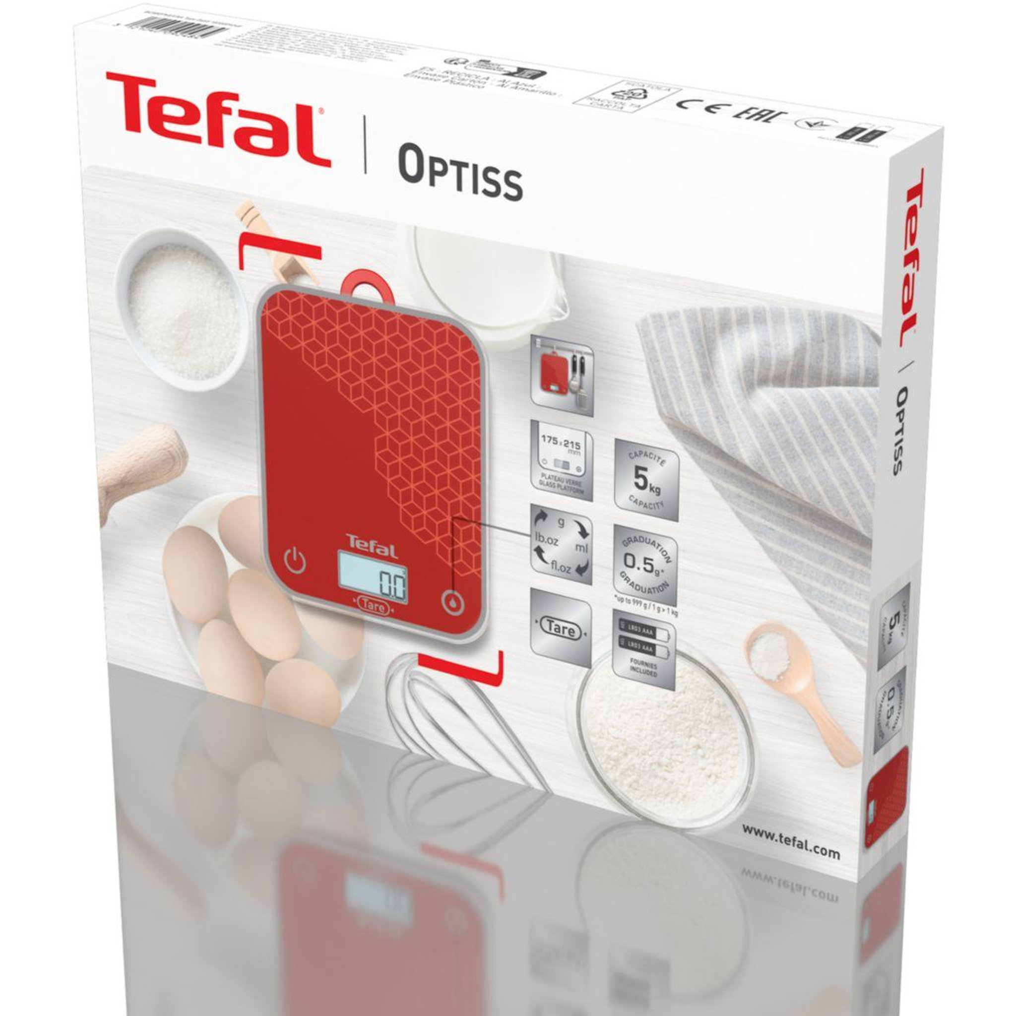 Voir la diapositive 3 : TEFAL Balance de cuisine optiss scratch-resistant bc50d7v0