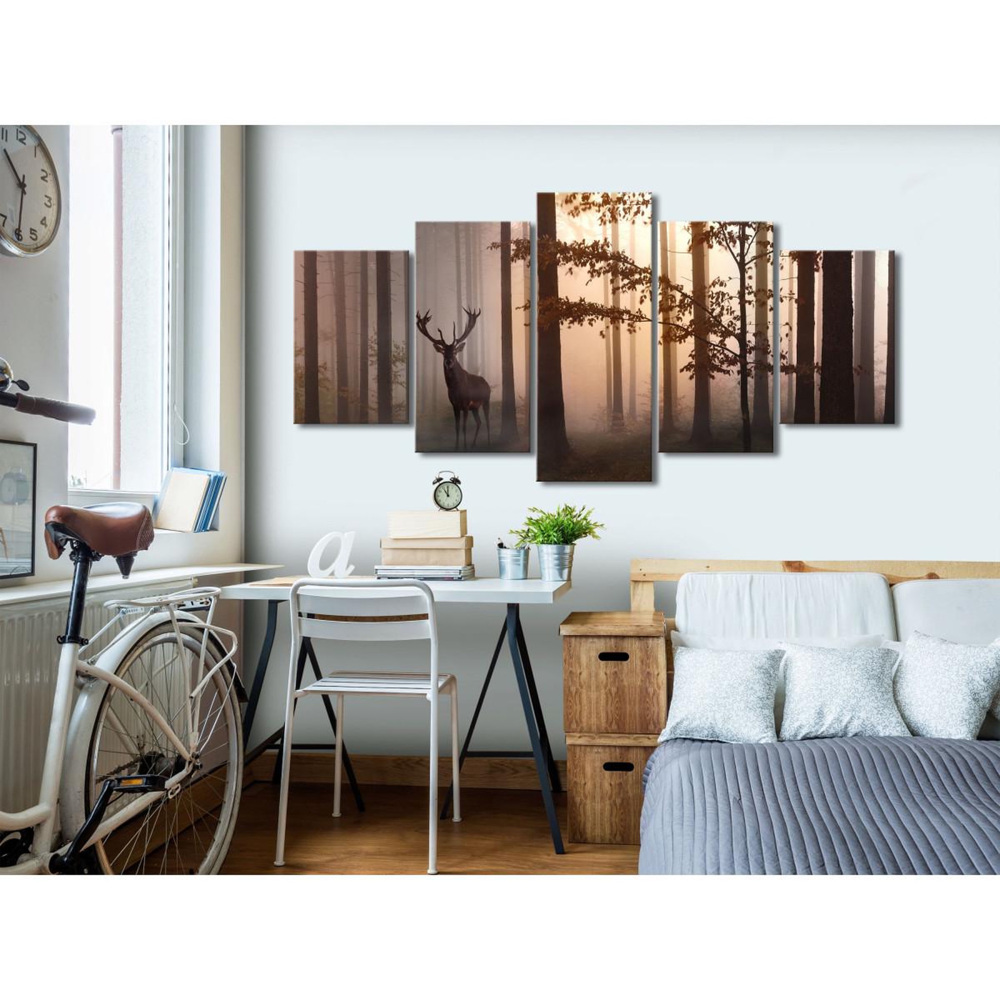 Voir la diapositive 2 : Paris Prix Tableau imprimé 5 panneaux  morning wide brown