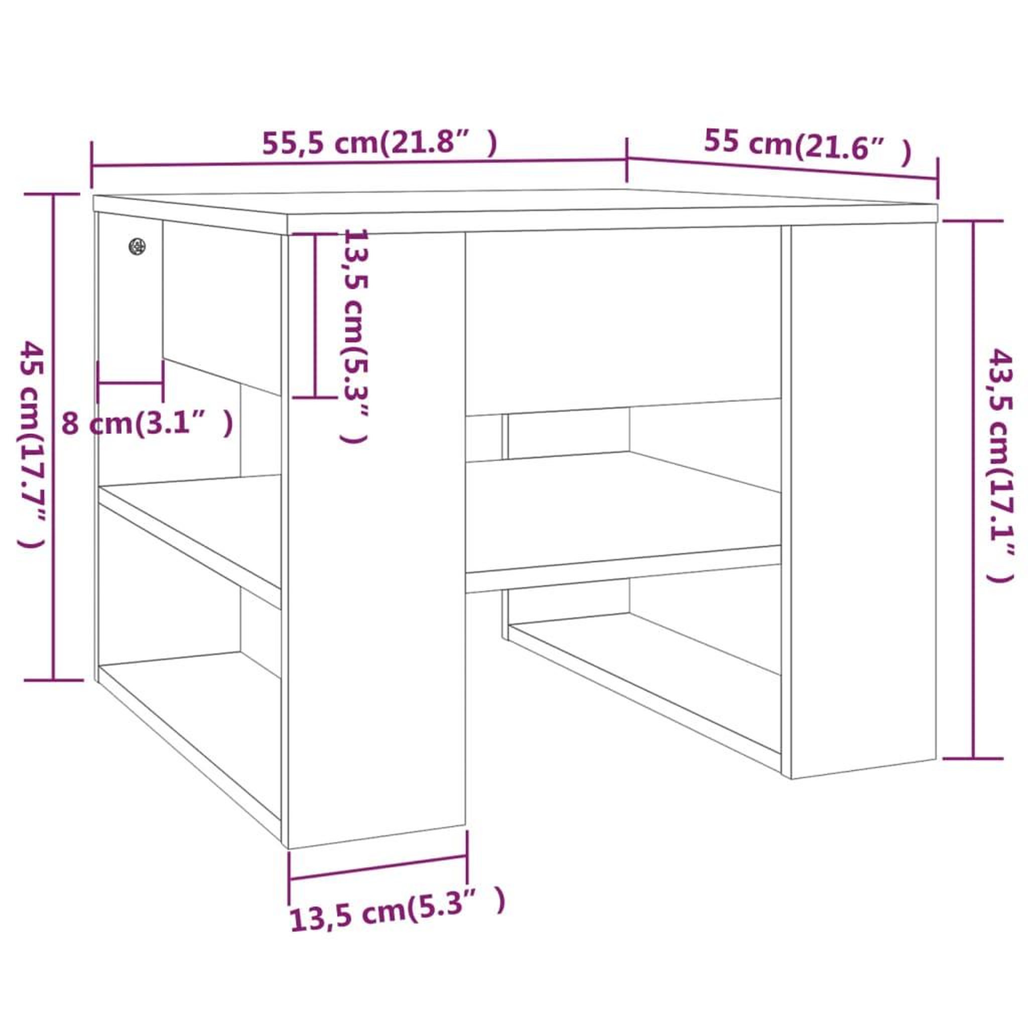 Voir la diapositive 6 : VIDAXL Table basse chene sonoma 55,5x55x45 cm bois d'ingenierie