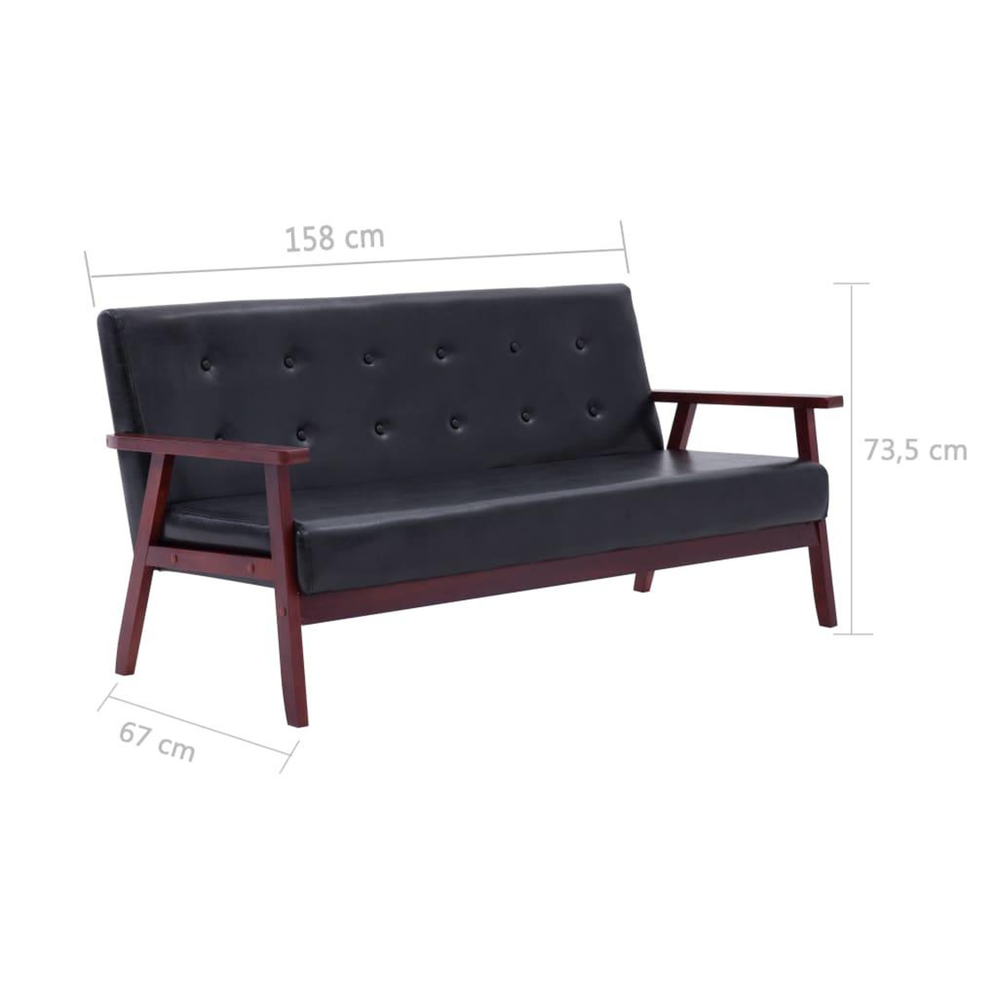 Voir la diapositive 6 : VIDAXL Canape a 3 places Noir Similicuir