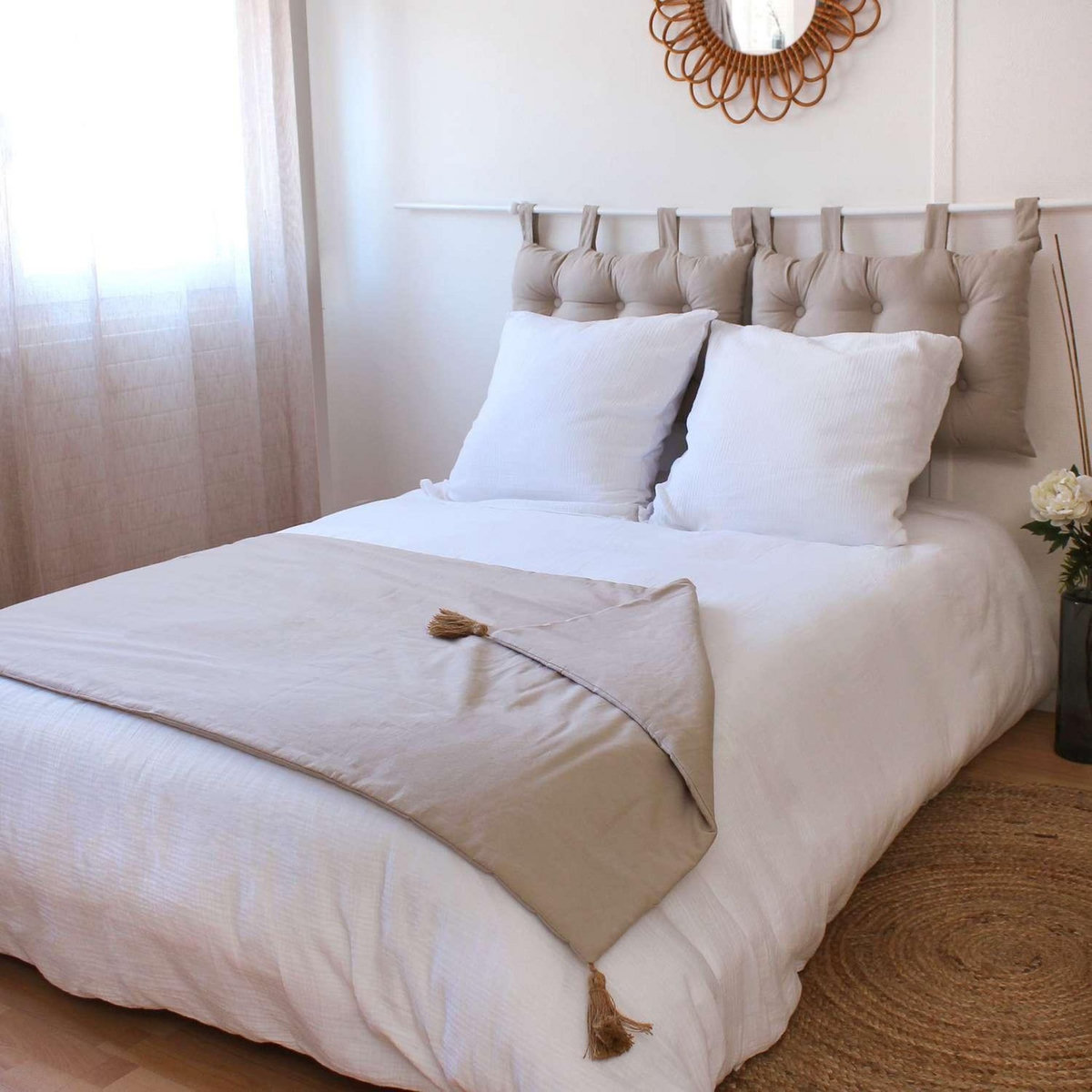 TOILINUX Edredon en coton avec pompons