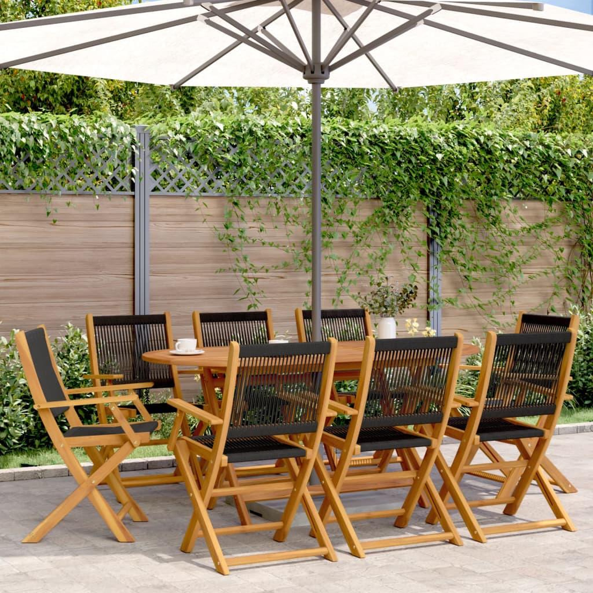 VIDAXL Chaises de jardin pliantes lot de 8 noir bois d'acacia massif