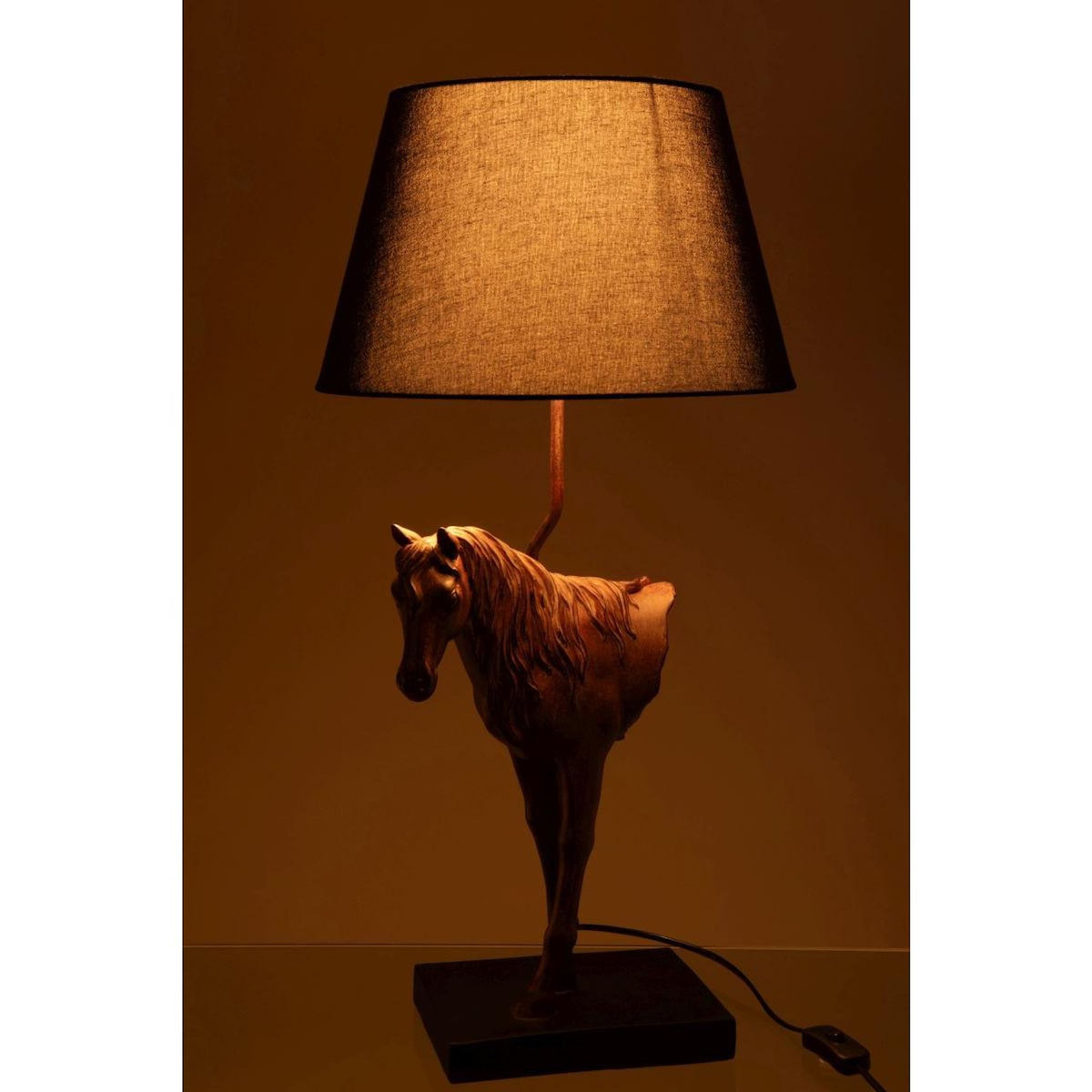 Paris Prix Lampe à Poser Cheval Face  Ronny  70cm Marron Foncé