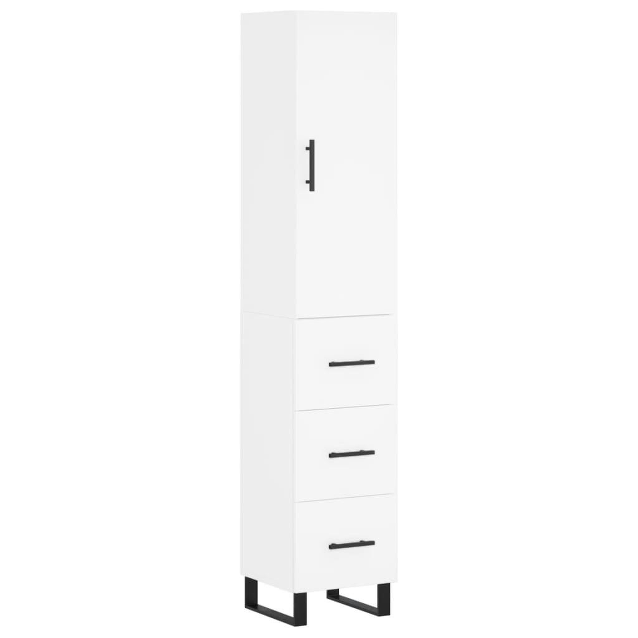 Voir la diapositive 2 : VIDAXL Buffet haut Blanc 34,5x34x180 cm Bois d'ingenierie