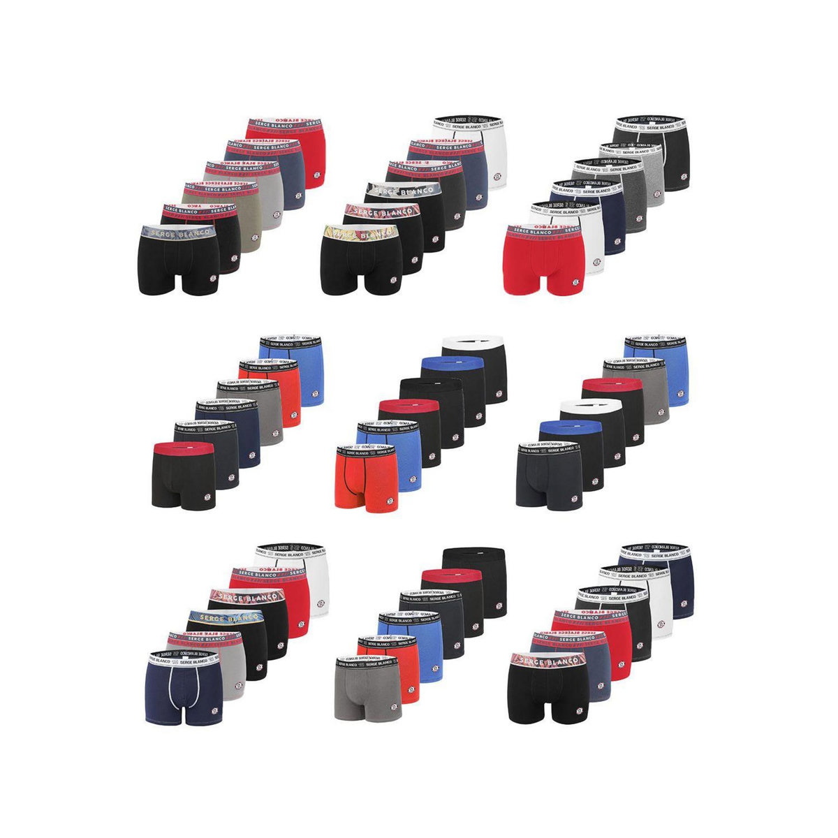 SERGE BLANCO Pack Surprise de 6 Boxers coton homme