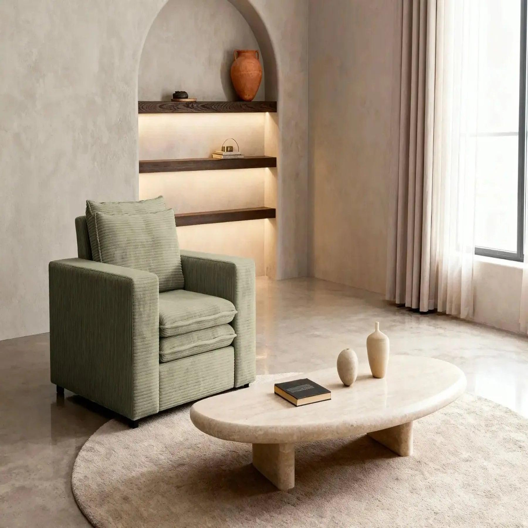 Voir la diapositive 4 : CASANOVA PARIS Oscar - fauteuil en velours côtelé