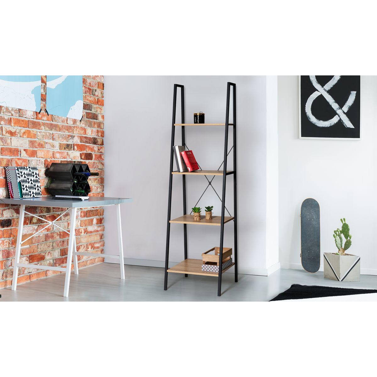 Etagère échelle en bois 4 niveaux HOUSTON 