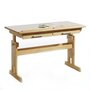IDIMEX Bureau enfant écolier junior OLIVIA table à dessin réglable en hauteur et pupitre inclinable avec 2 tiroirs en pin massif hêtre