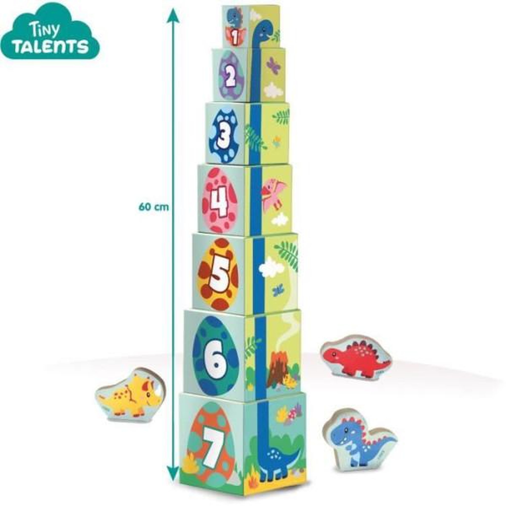 Voir la diapositive 3 : SES Creative Tour de blocs a empiler avec figurines de dinosaures - Jeu d'adresse - SES CREATIVE - Tour empilable avec 3 figurines de dinosau