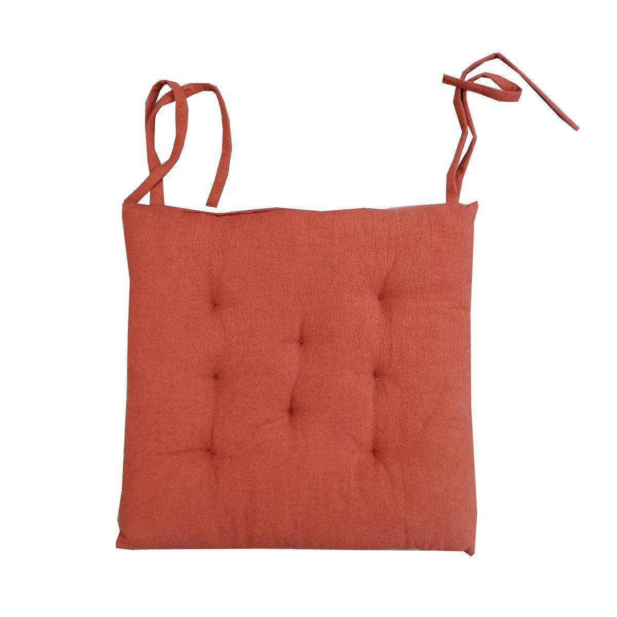 DECO AND CO Galette de chaise unie matelassée en coton avec nouettes