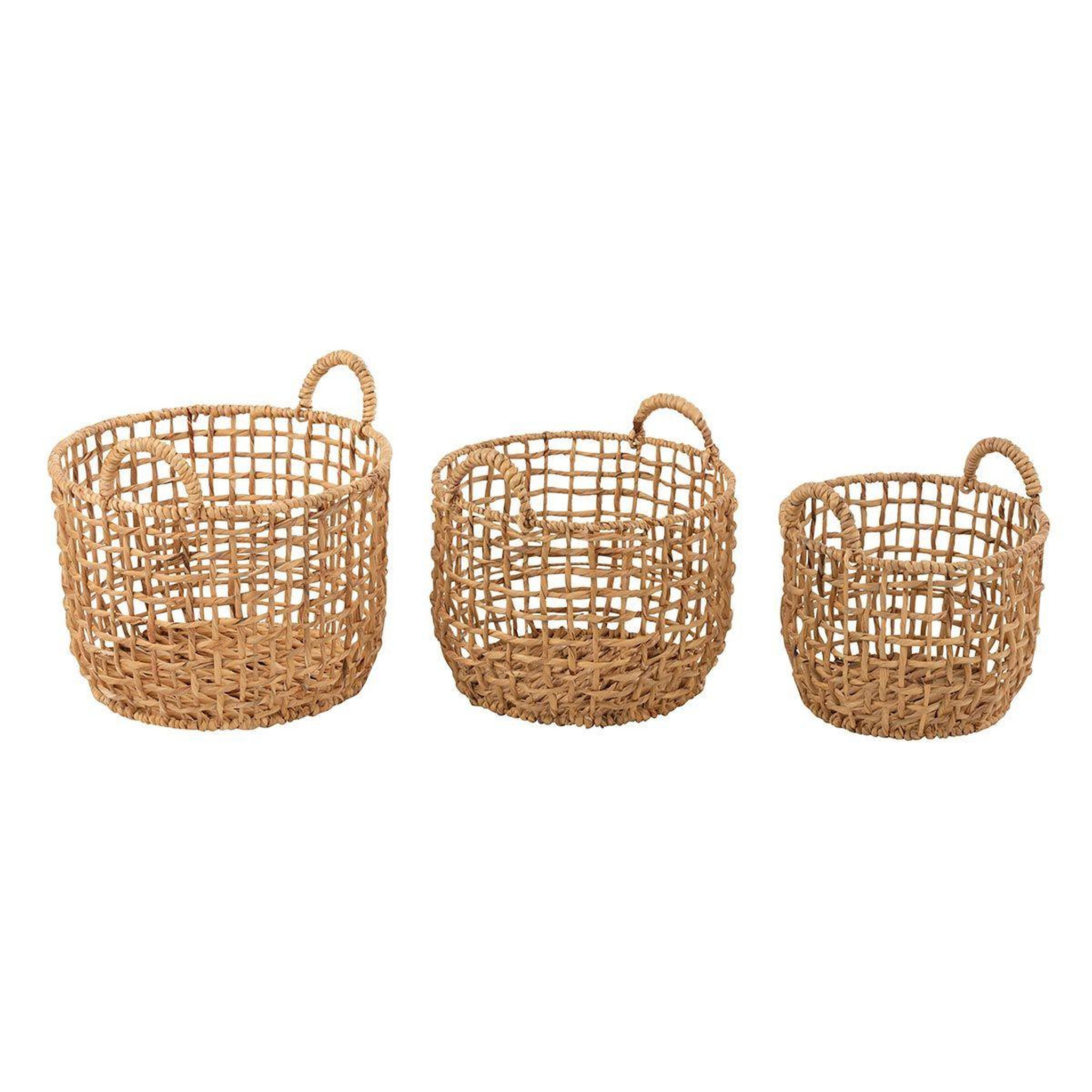 Voir la diapositive 2 : J-LINE Lot de 3 paniers de rangement  ronds  44cm naturel