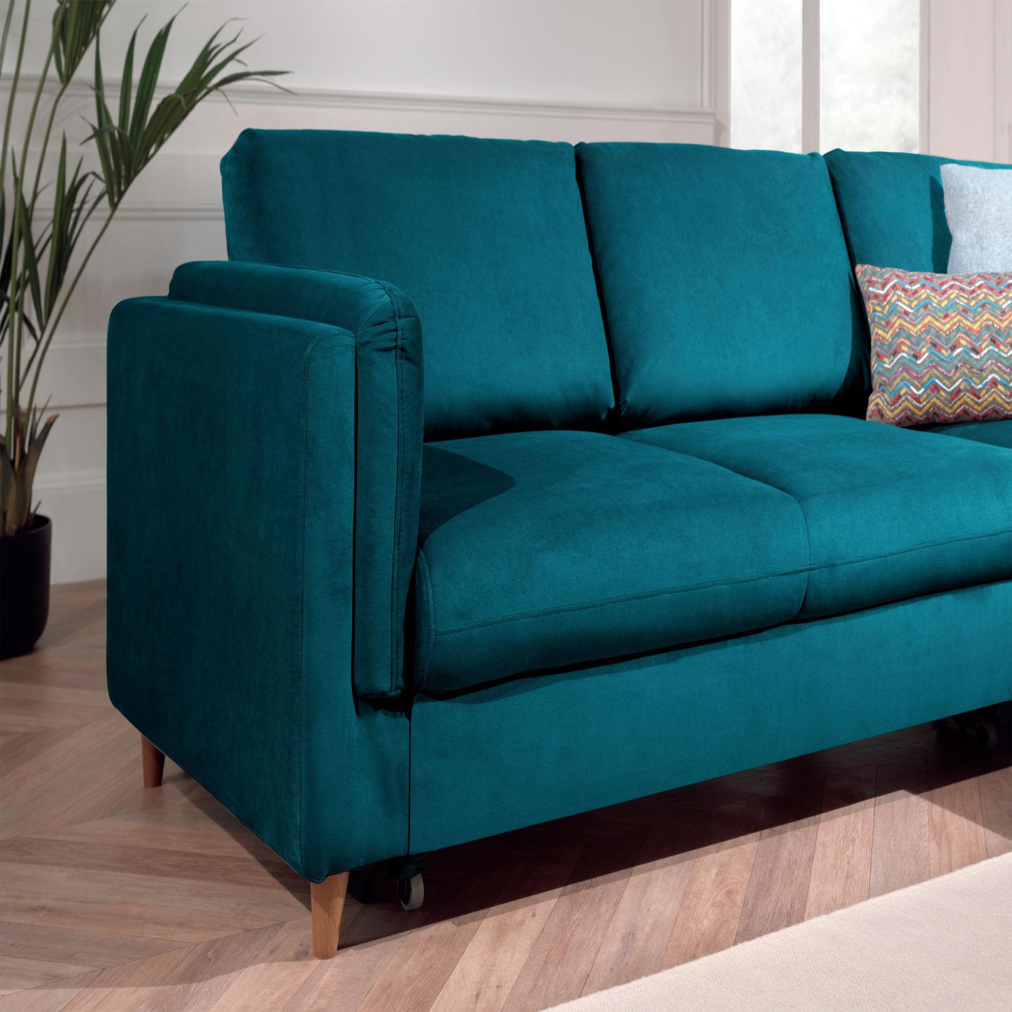 Voir la diapositive 4 : BEST MOBILIER Brooke - canapé d'angle droit - convertible - 5 places - en velours