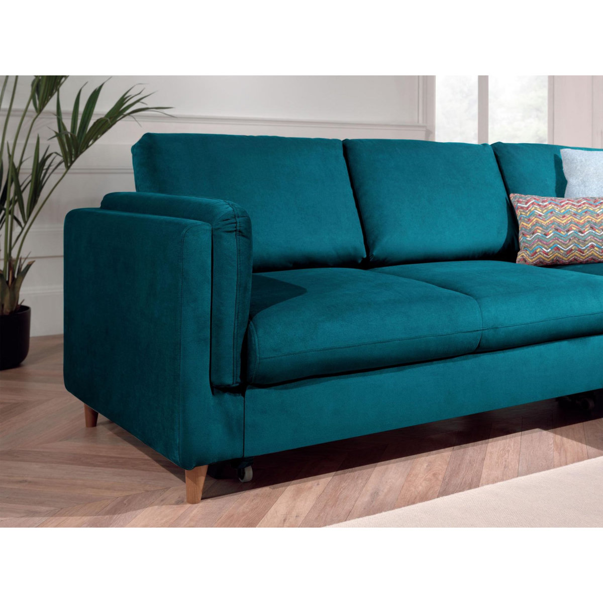 LISA DESIGN Brooke - canapé d'angle droit - convertible - 5 places - en velours