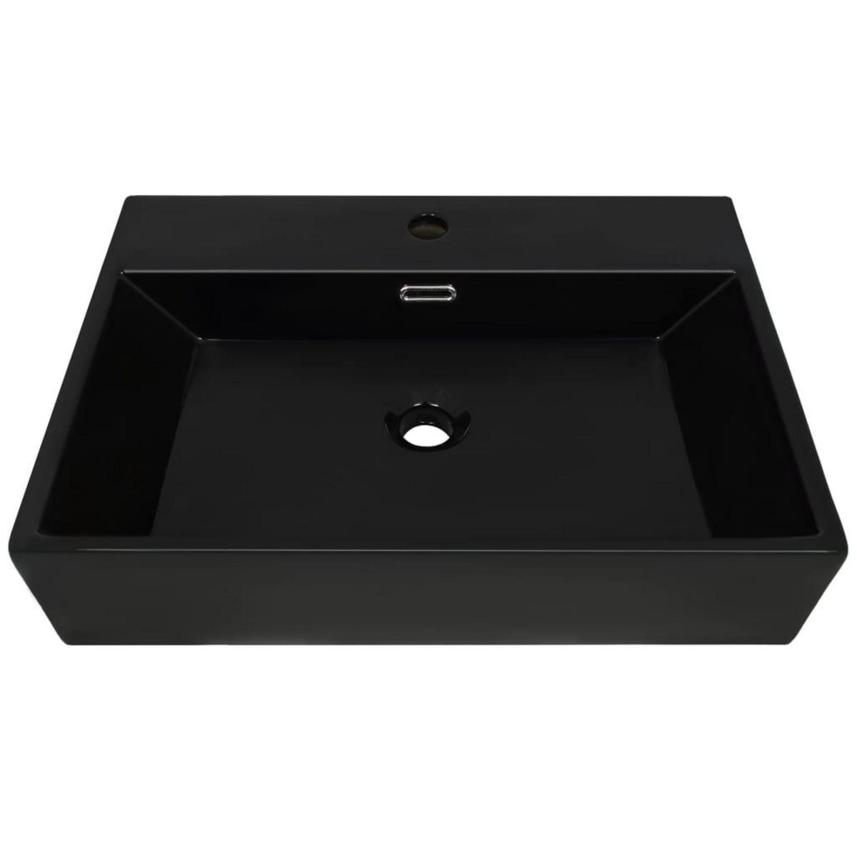 VIDAXL Vasque avec trou de robinet en ceramique Noir 60,5x42,5x14,5 cm